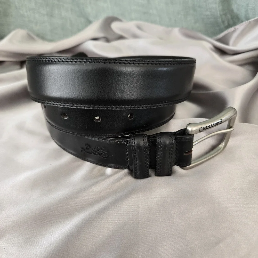 Browning Men's Genuine Leather Belt Black w/ Silver-tone Buckle Size 42